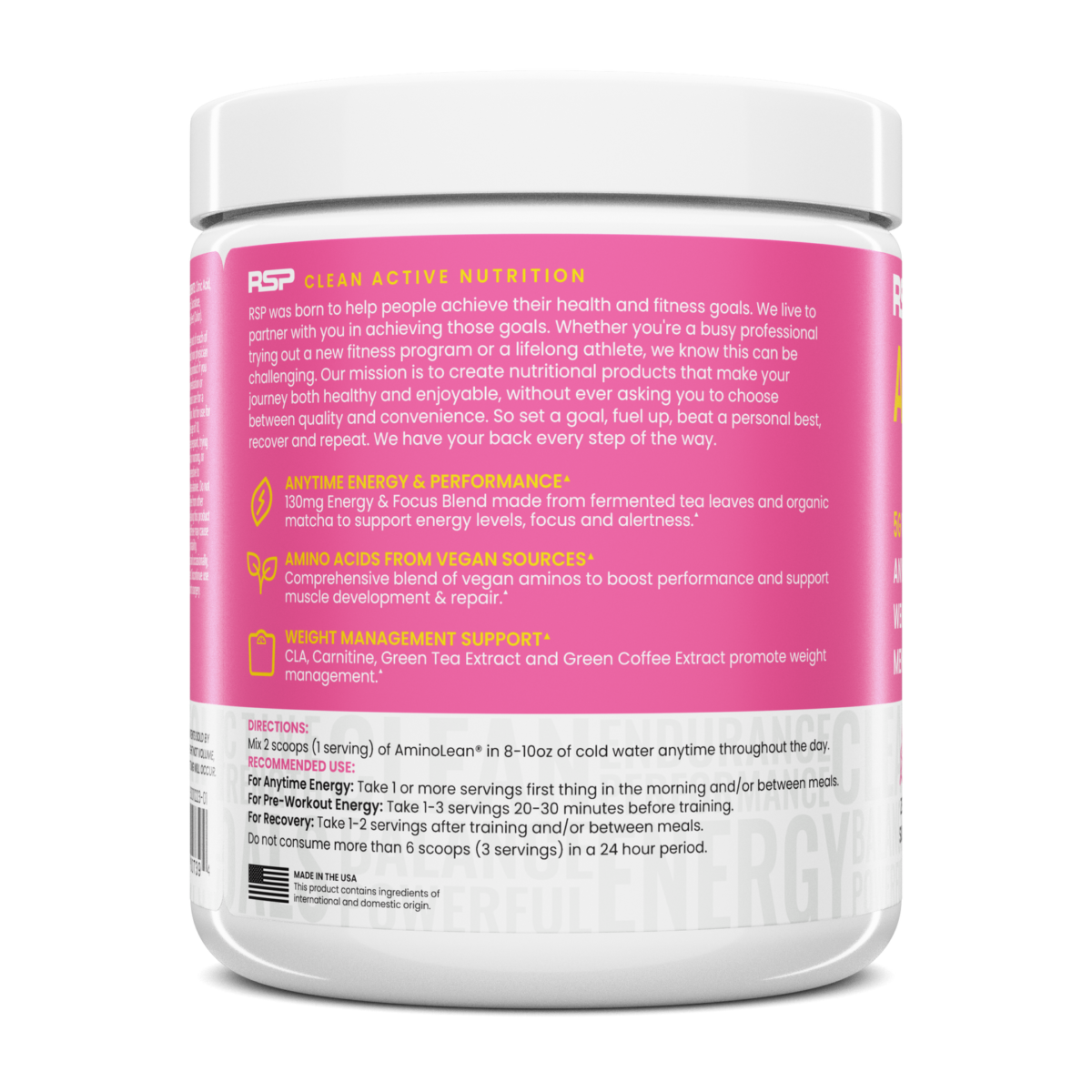 RSP Nutrition AminoLean Pre-Workout 30 Servings